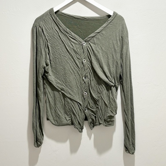 V::ROOM Women’s Green Button Front Lined Cardigan V-Neck Made In Japan Size S - Picture 1 of 8